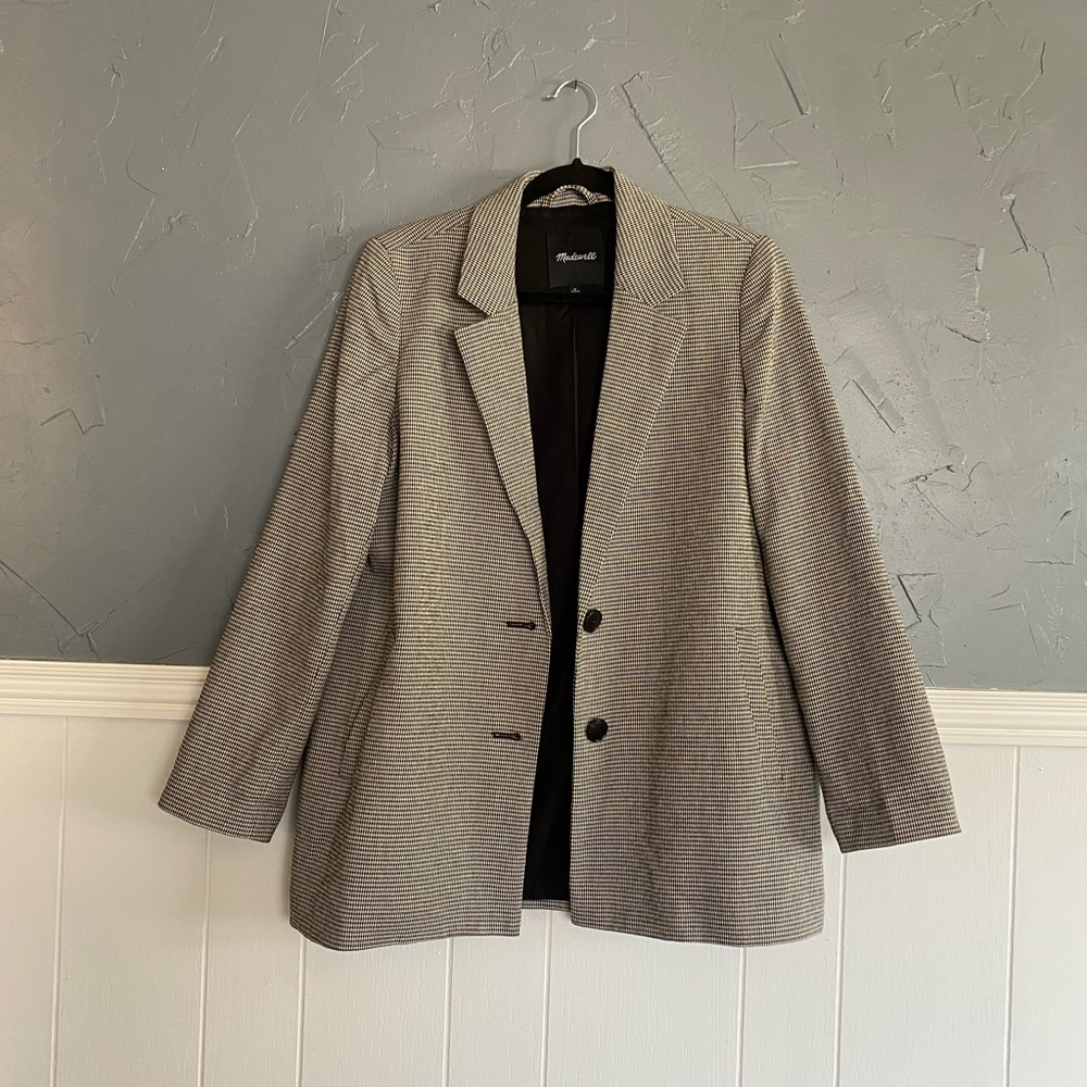 Madewell black & white houndstooth Blazer